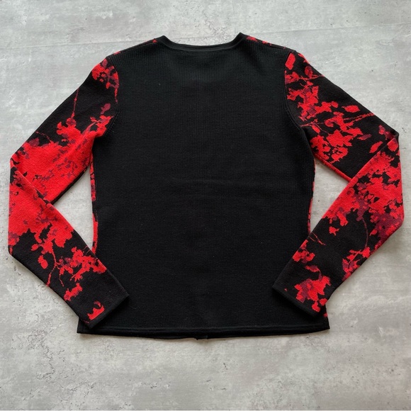 Diane von Furstenberg New Ibiza Jacquard Merino Cardigan Sweater Red Black - Picture 4 of 7